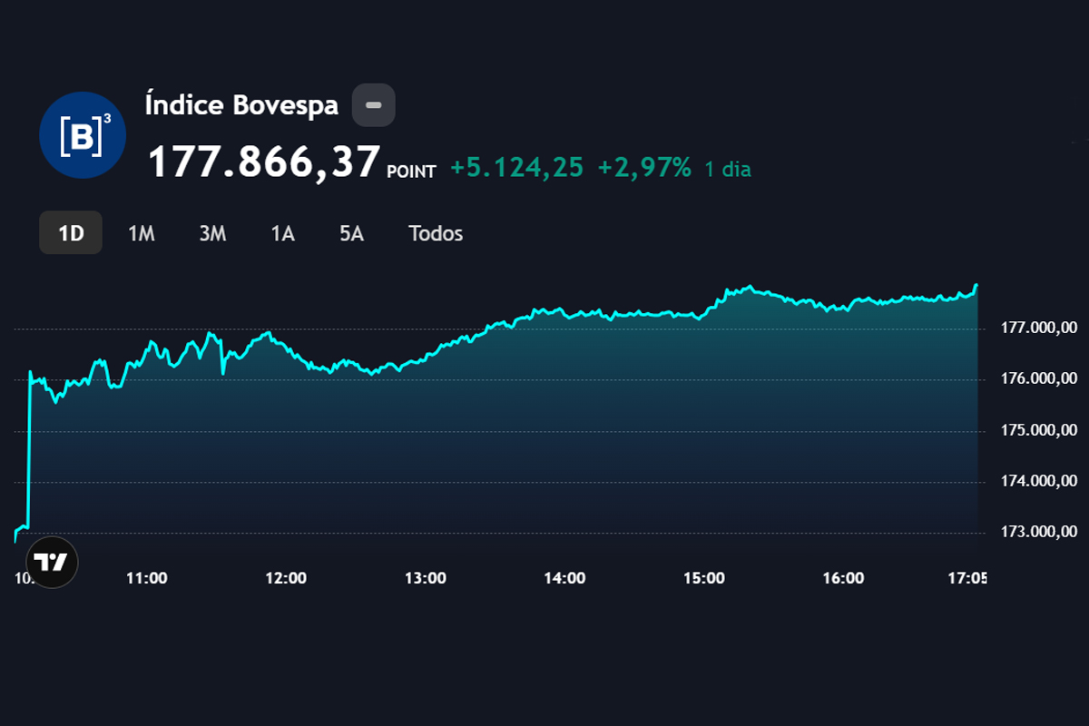 Foto: Reprodução/Bovespa Bolsa cresce quase 3% e atinge maior nível desde maio com inflação mais baixa
